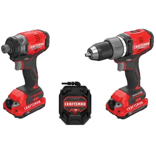 V20  Brushless RP drill driver/ impact driver combo kit on white background