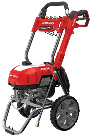 Profile of 2400 pound per square inch electric cold water pressure washer.