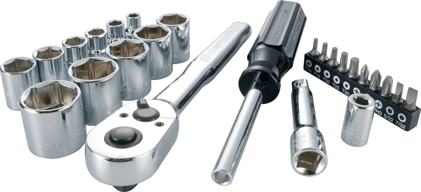 View of CRAFTSMAN Sockets: Set on white background