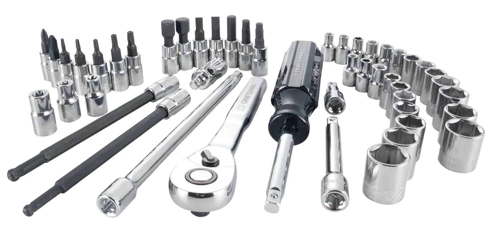 View of CRAFTSMAN Mechanics Tool Set on white background