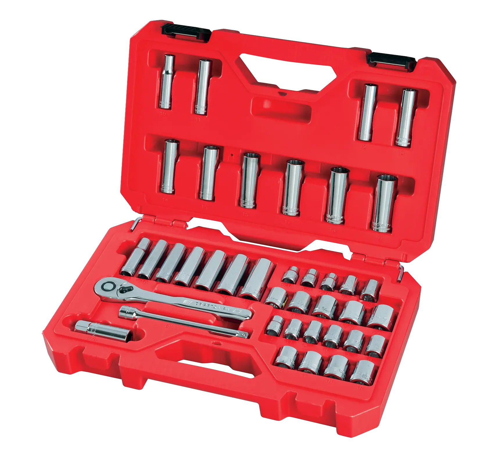 View of CRAFTSMAN Mechanics Tool Set on white background