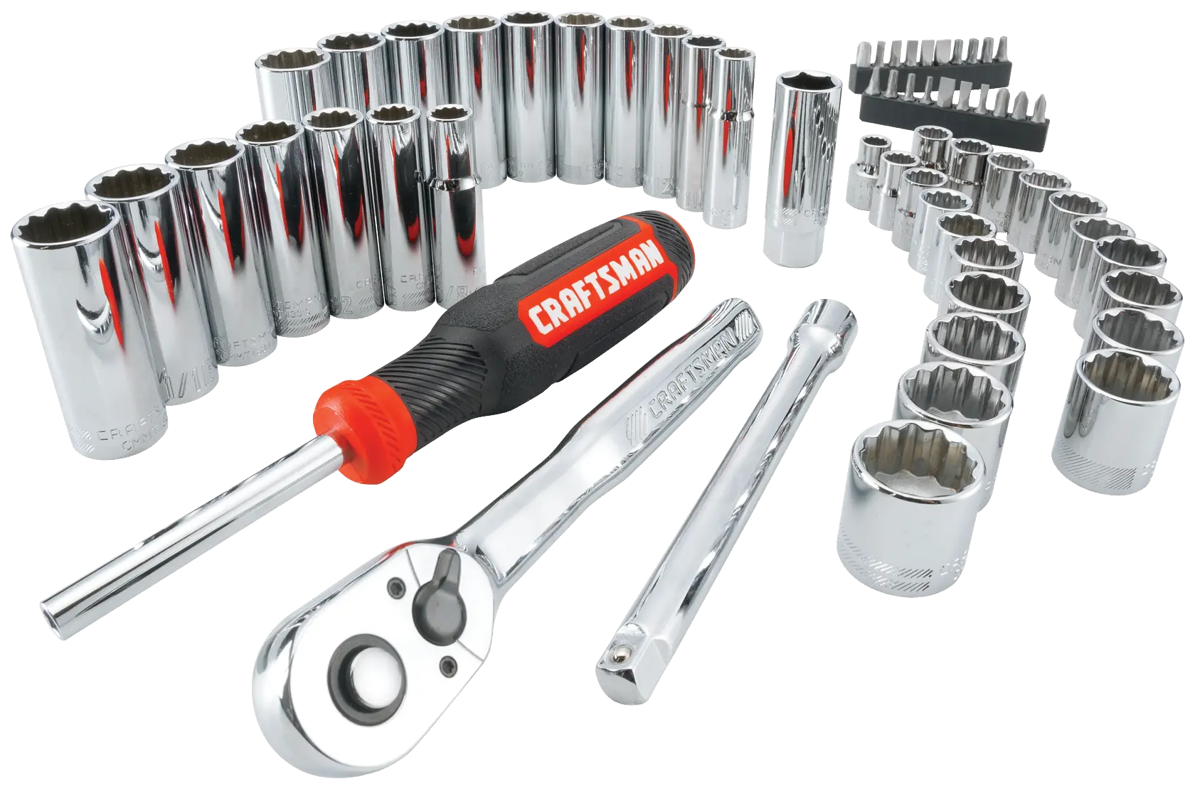 View of CRAFTSMAN Mechanics Tool Set on white background