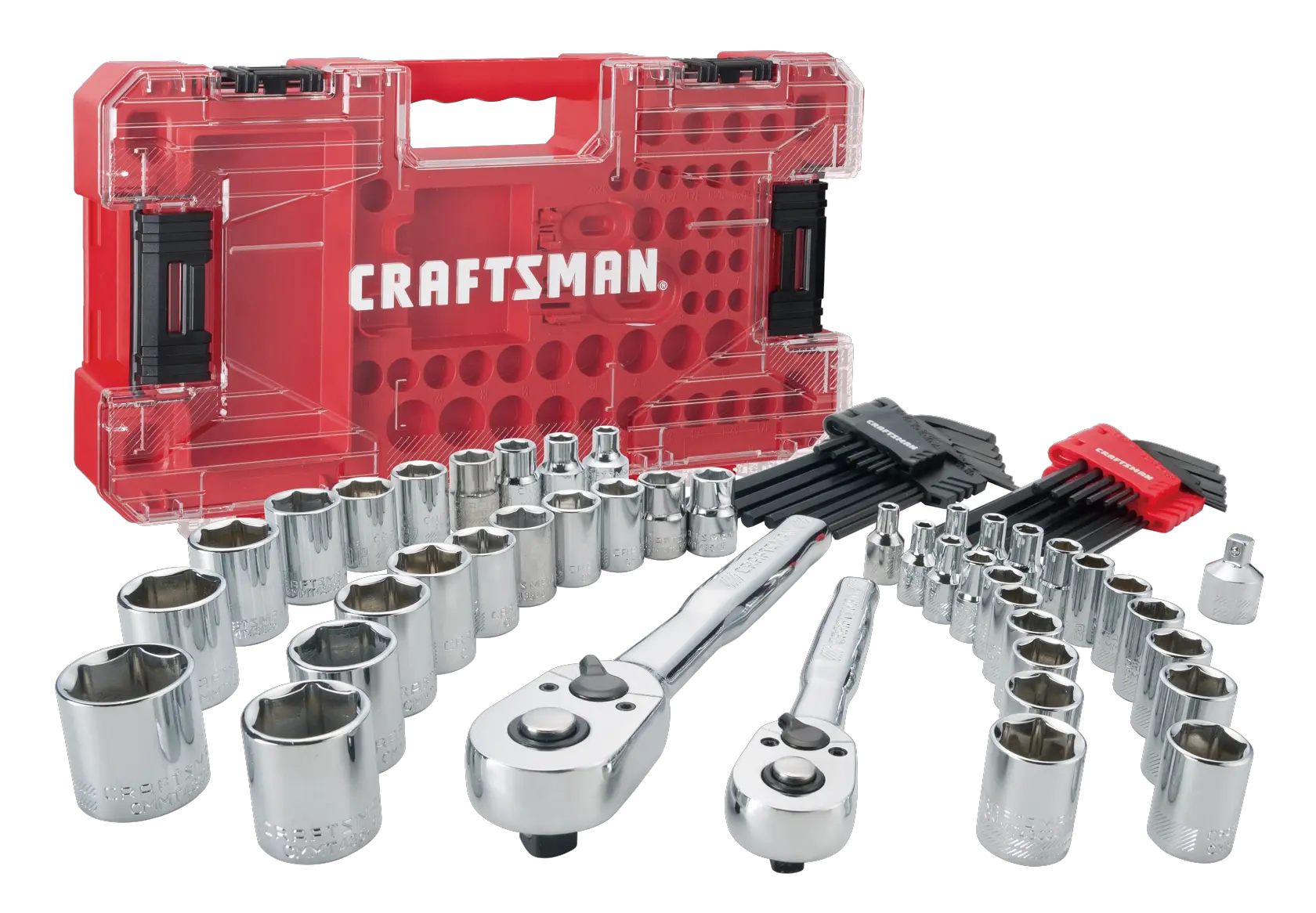 View of CRAFTSMAN Mechanics Tool Set on white background