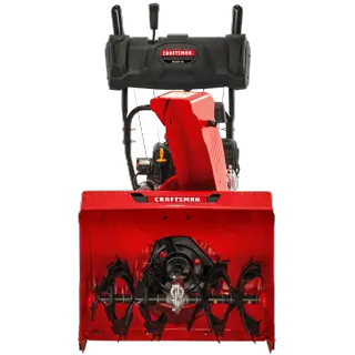 Profile of 28 inch 357CC two stage self propelled gas snow blower with E F I and E G O V engine.