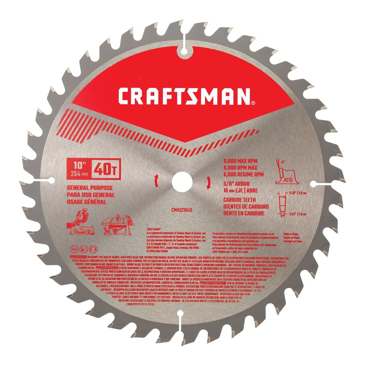 View of CRAFTSMAN Blades: Table Saw on white background