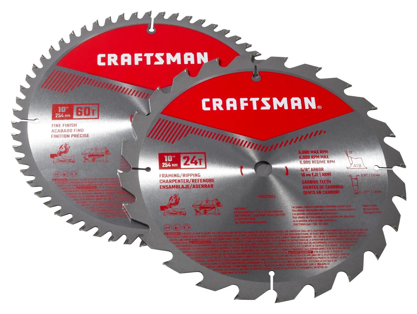 CRAFTSMAN Jeu De Lames 10 po Pour Scie Circulaire (pqt De 2)