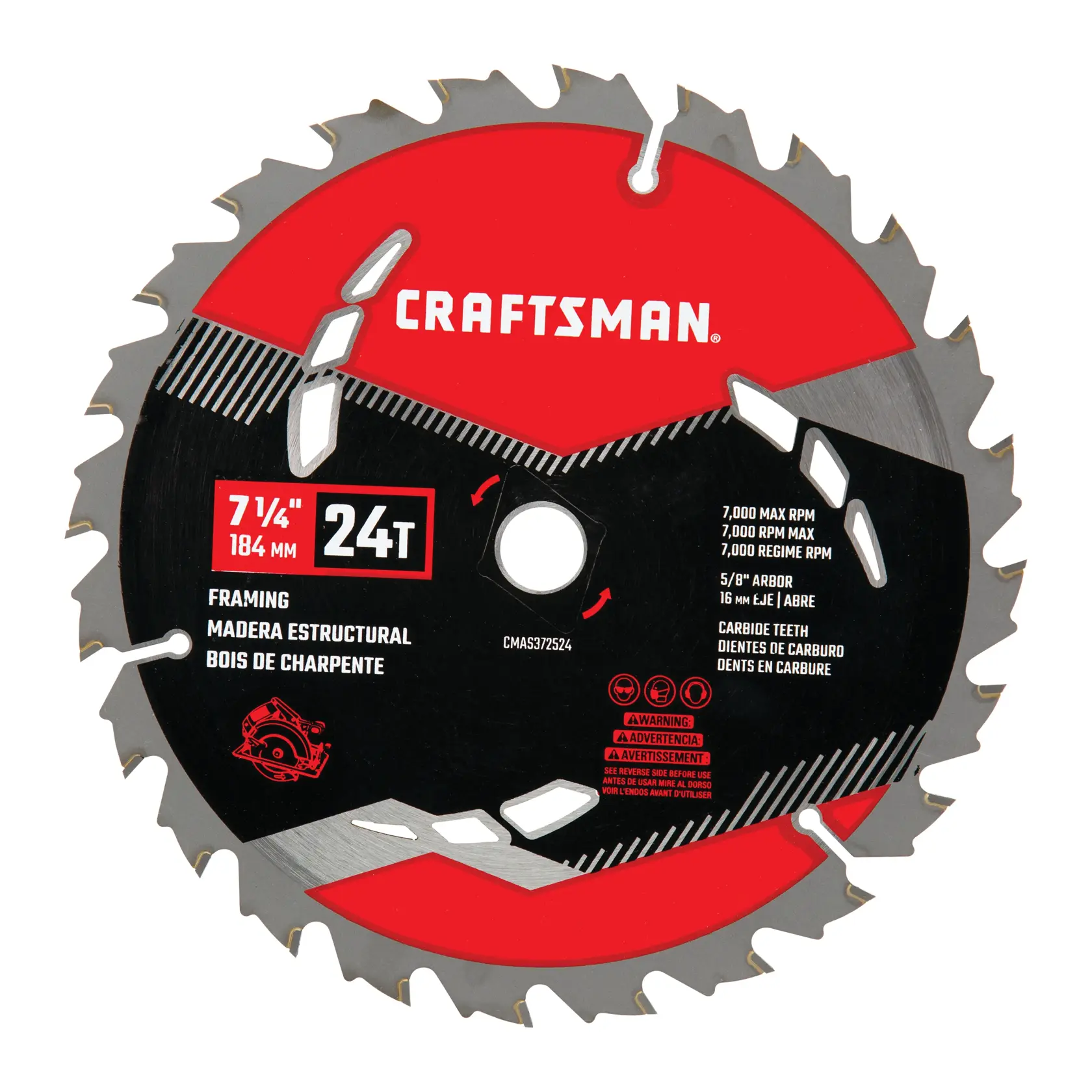 CRAFTSMAN® Lame 7-1/4 po 24 dents Pour Charpentage
