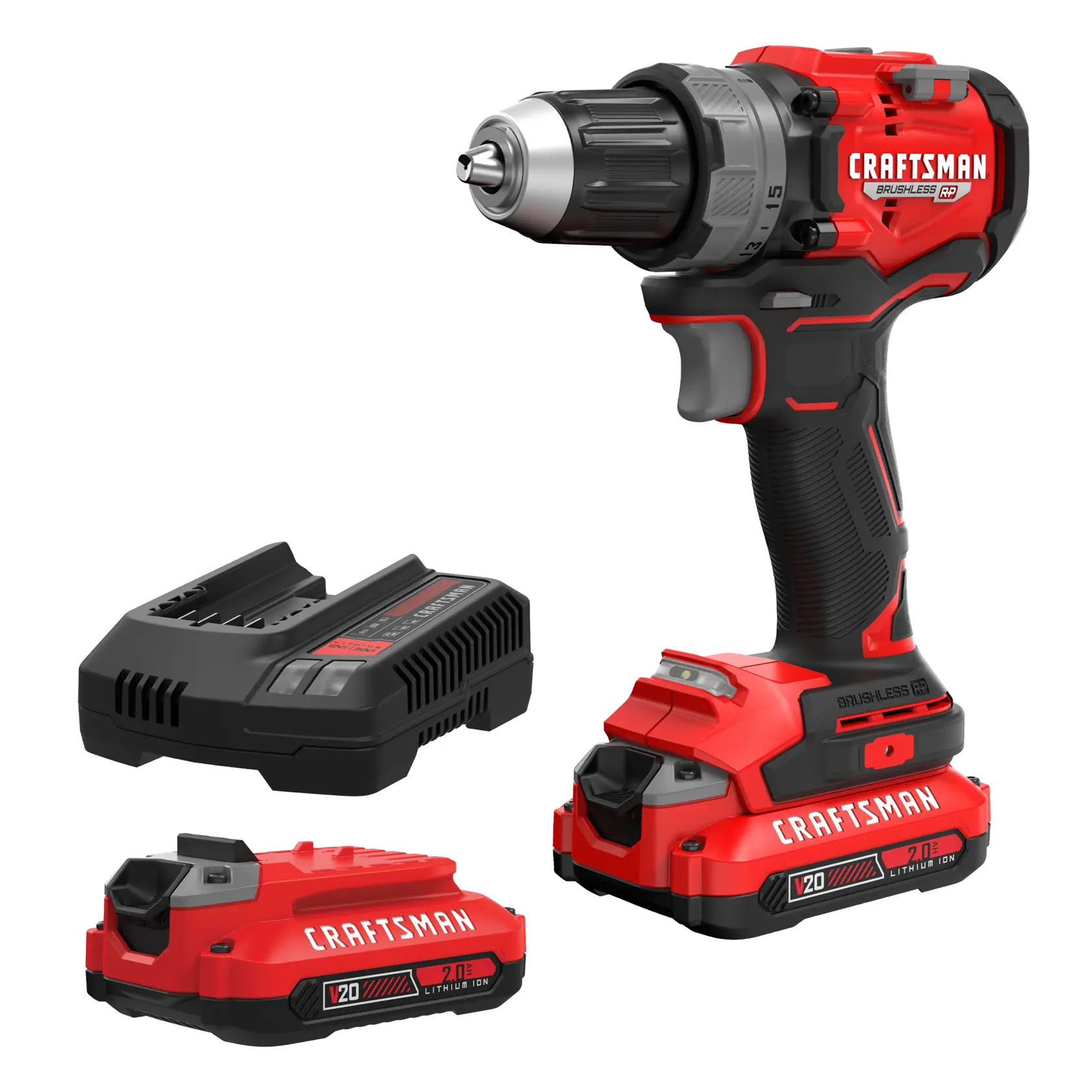 Ensemble de perceuse-visseuse 1/2 po sans fil V20* BRUSHLESS RP™ avec (2) batteries 2,0 Ah et chargeur
