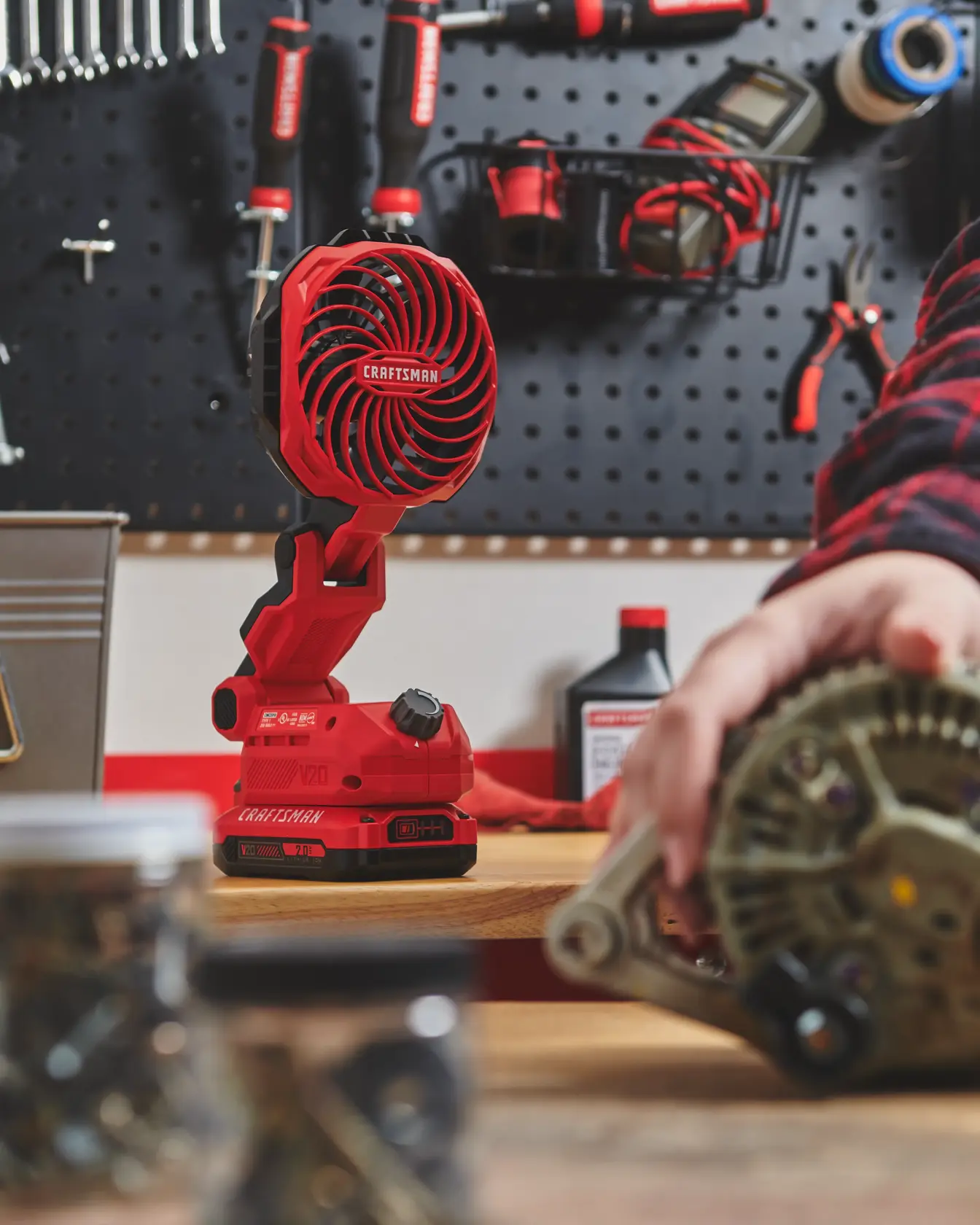 CM Misting fan on workbench