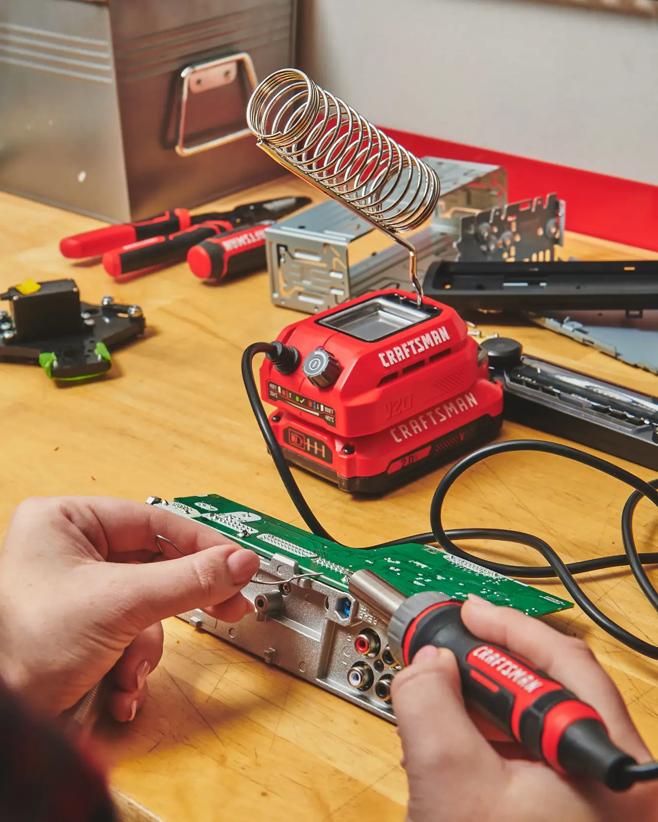 CRAFTSMAN V20 Cordless Soldering iron in use 
