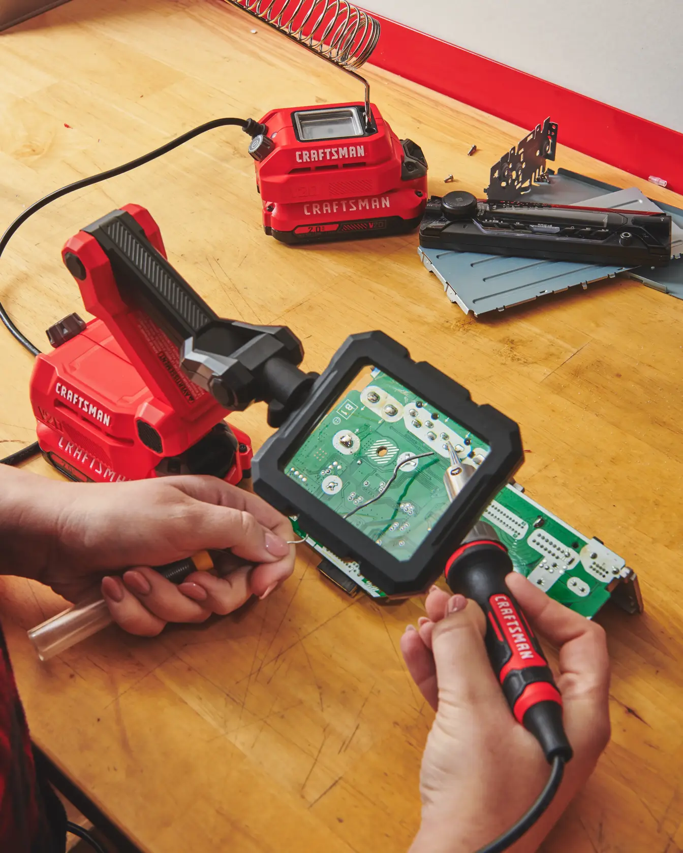 CRAFTSMAN V20 Cordless Soldering iron in use 