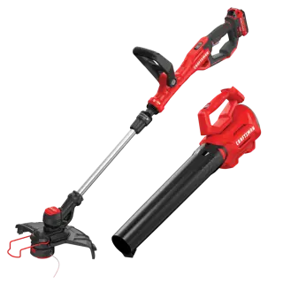 Front view of CRAFTSMAN V20 WEEDWACKER(R) Cordless String Trimmer and Leaf Blower on white background