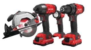 Craftsman kit d’outils électriques sans fil CMCK401D2 présentation sur fond blanc vue de face