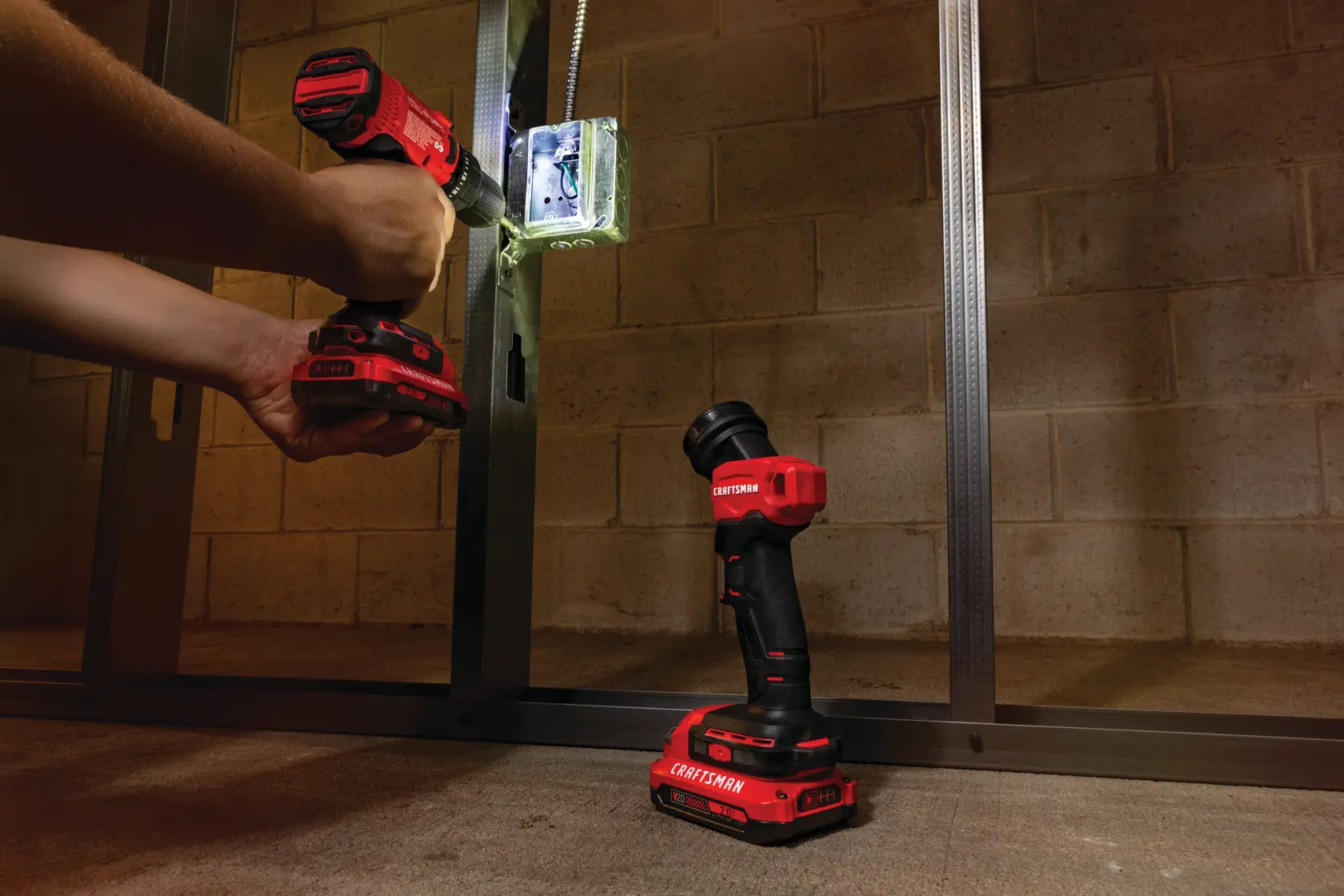 Cordless task light tool only being used for electricity work.