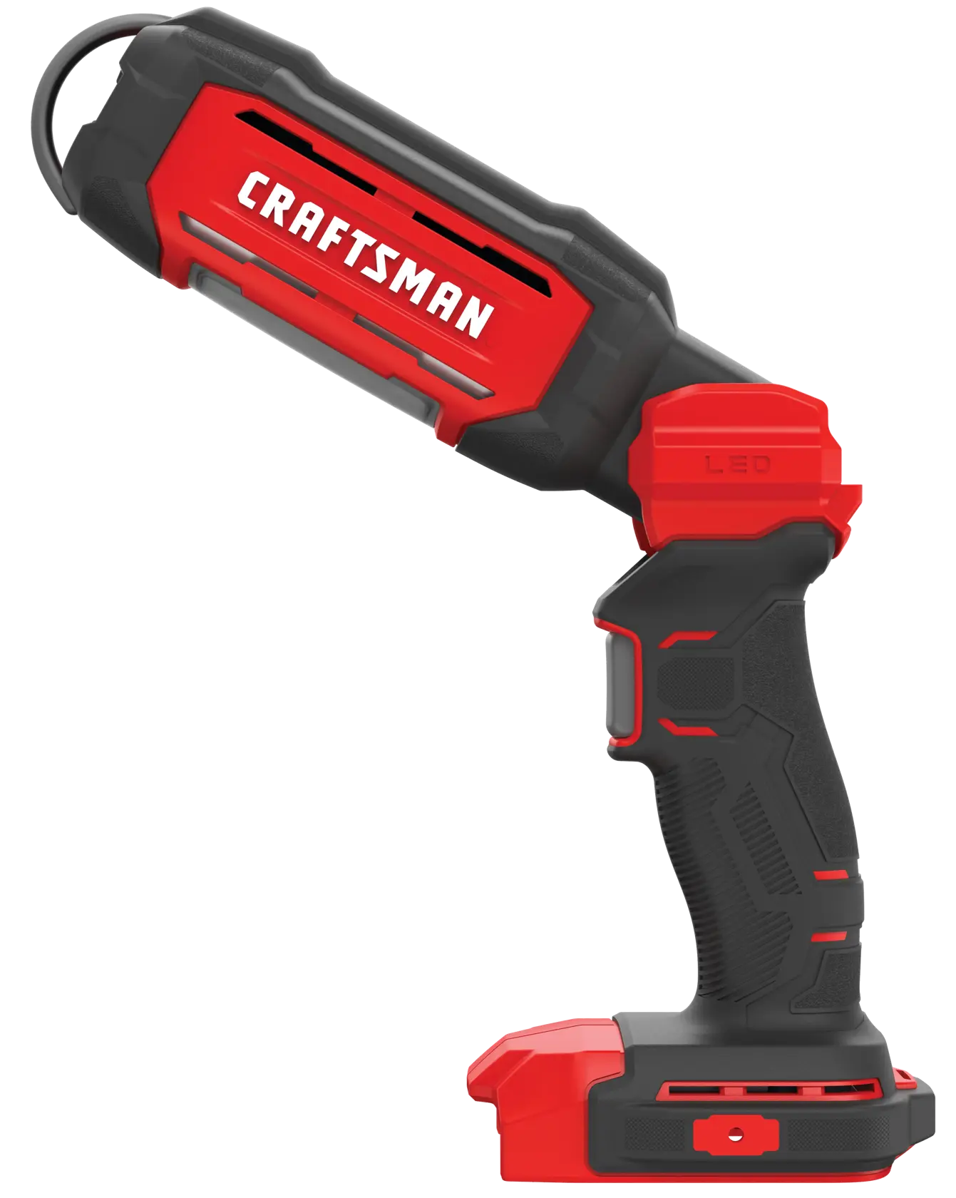 Right side view of cordless led hanging work light tool only.