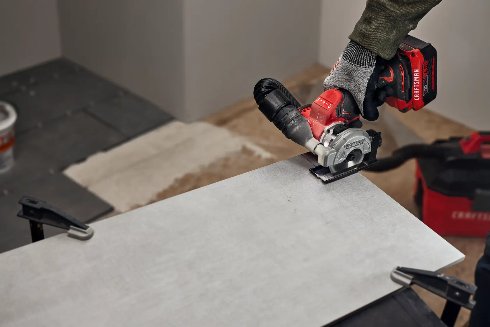Craftsman V20 Brushless RP Cutoff Tool cutting tile