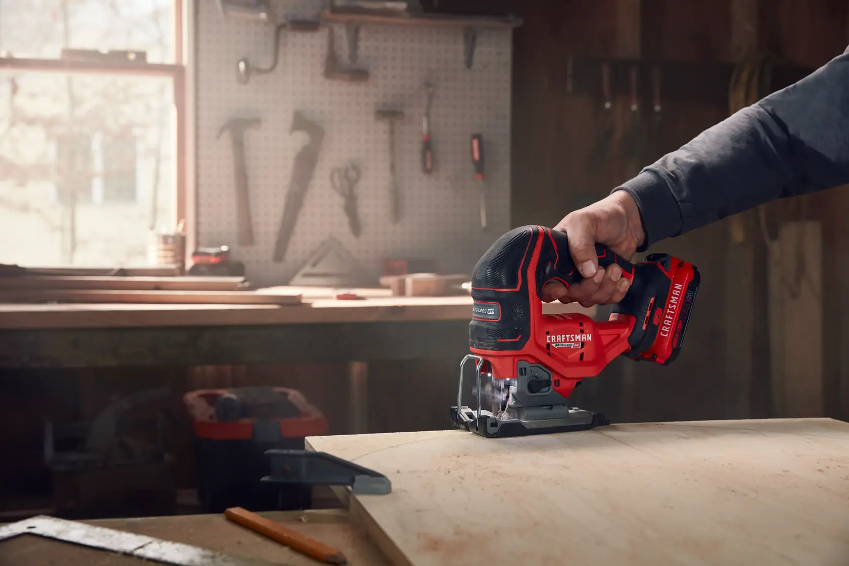 CRAFTSMAN V20 BRUSHLESS RP Jigsaw in use - battery sold separately 