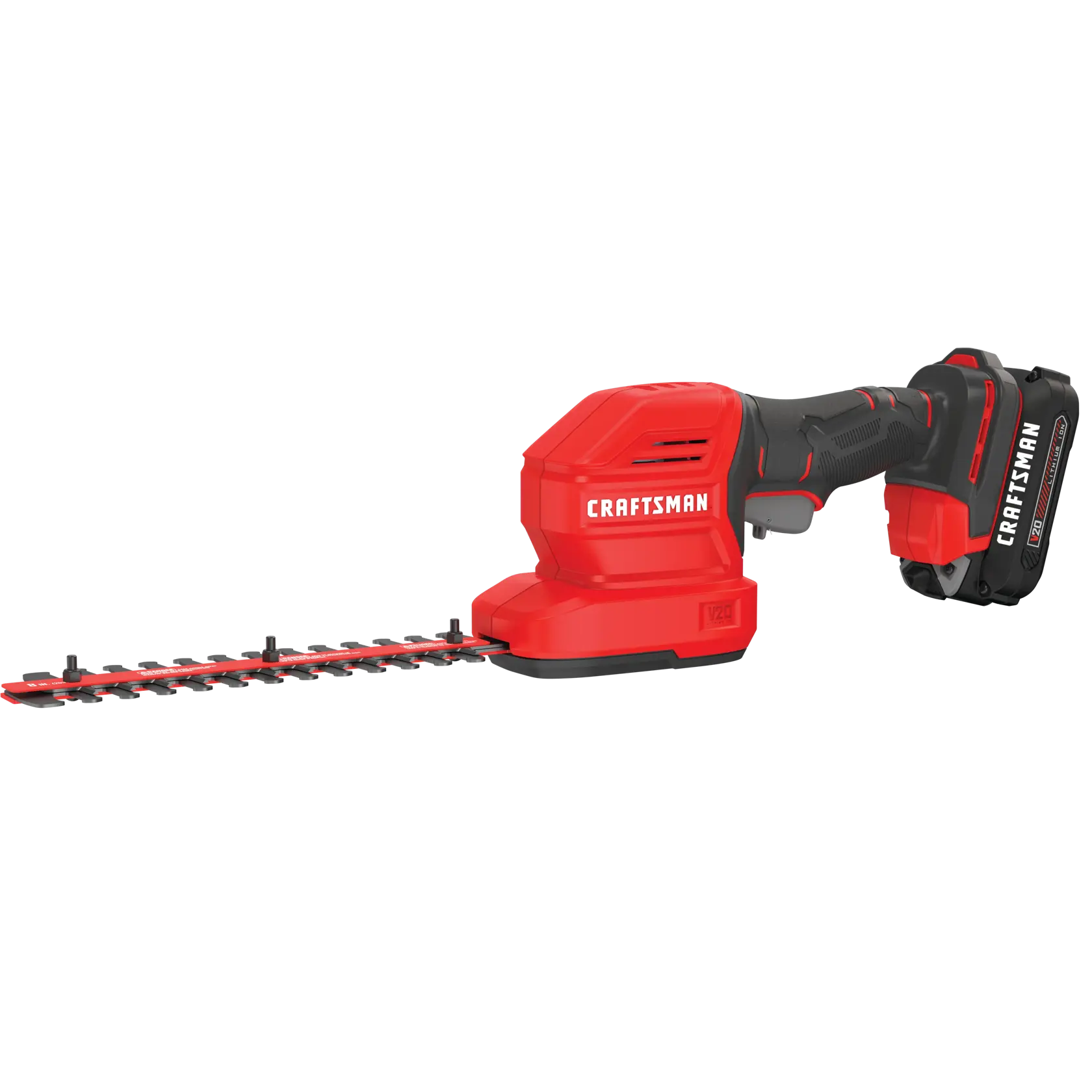 Craftsman V20 Taille-haies sans fil CMCPHT818C1 fond blanc beauty shot angle droit.