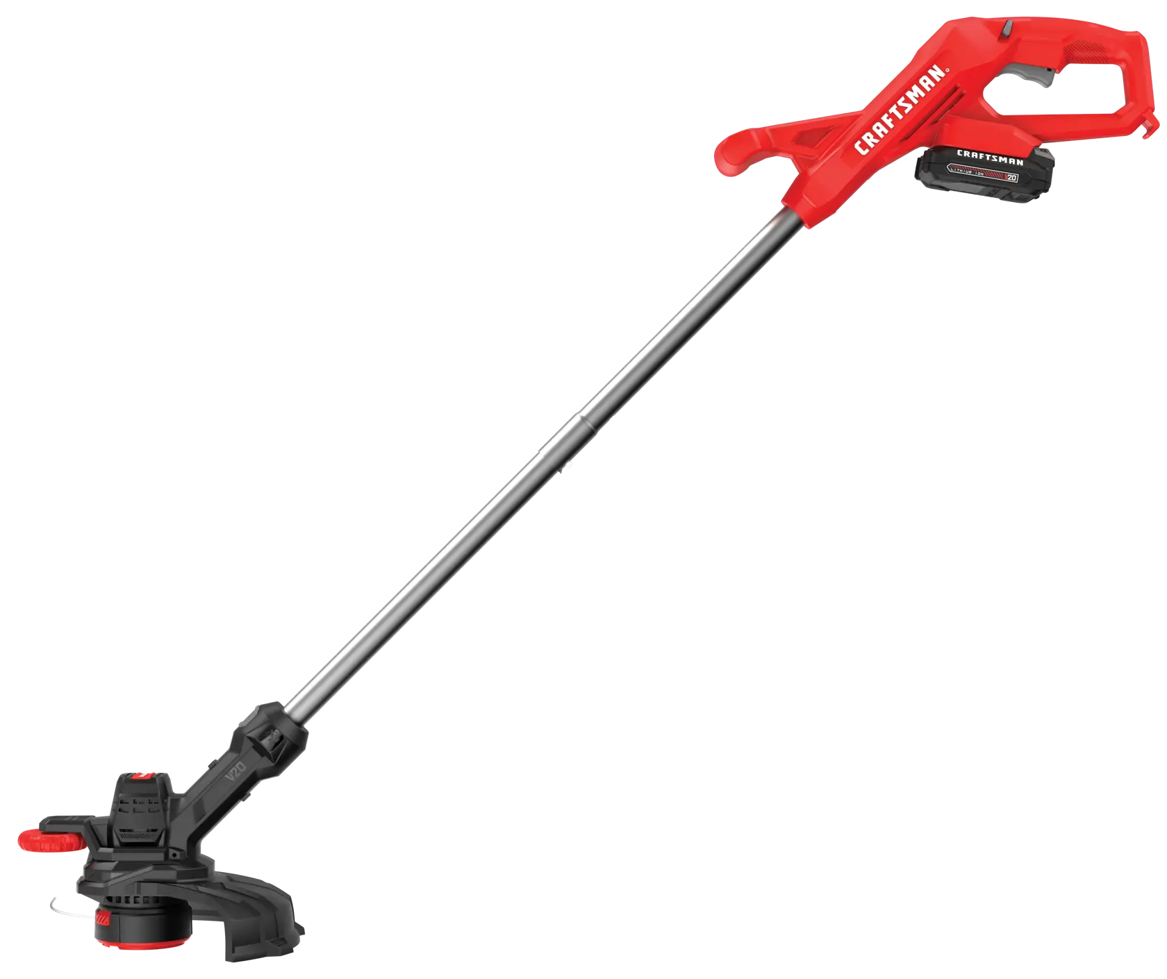 Left profile of CRAFTSMAN V20 Cordless 10 inch Weedwacker String Trimmer and Edger
