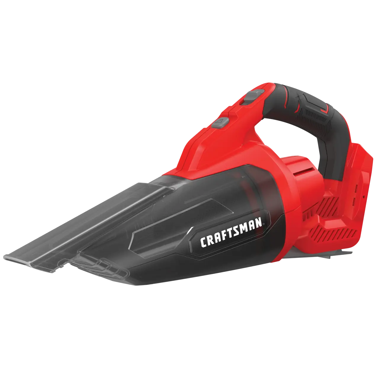 A red and black handheld cordless vacuum cleaner with the brand name 'Craftsman' displayed on the side.