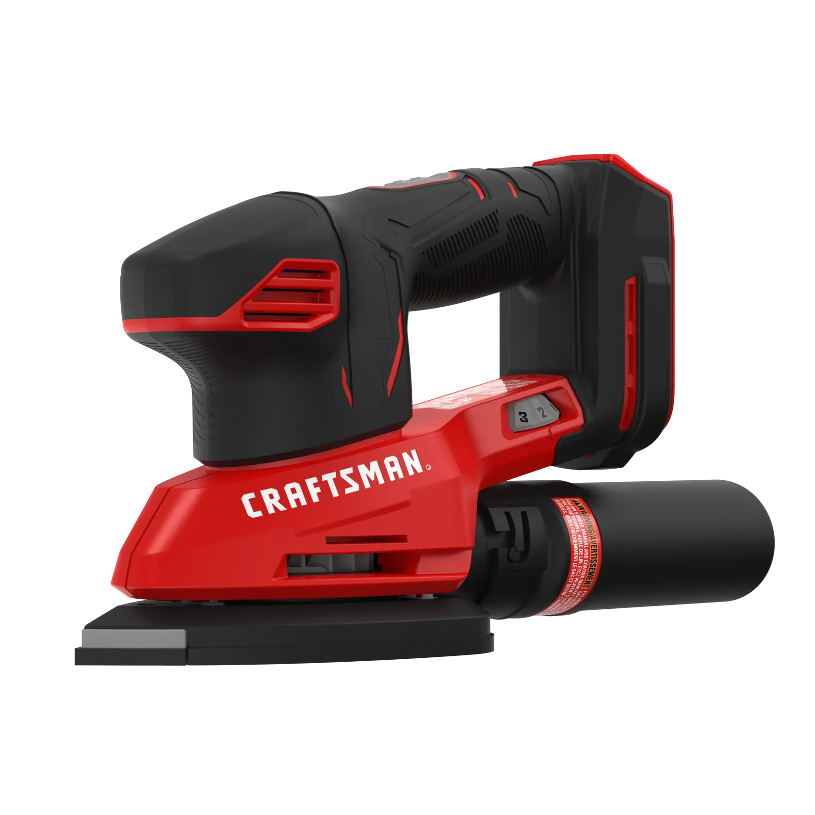 Profile of 20 volt cordless detail sander.