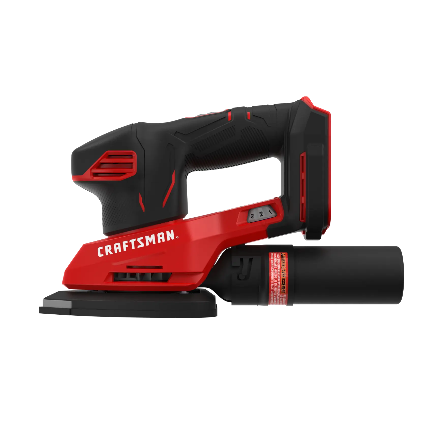 Profile of 20 volt cordless detail sander.