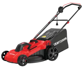Profile of 13 amp 20 inch corded 3 in 1 lawn mower.