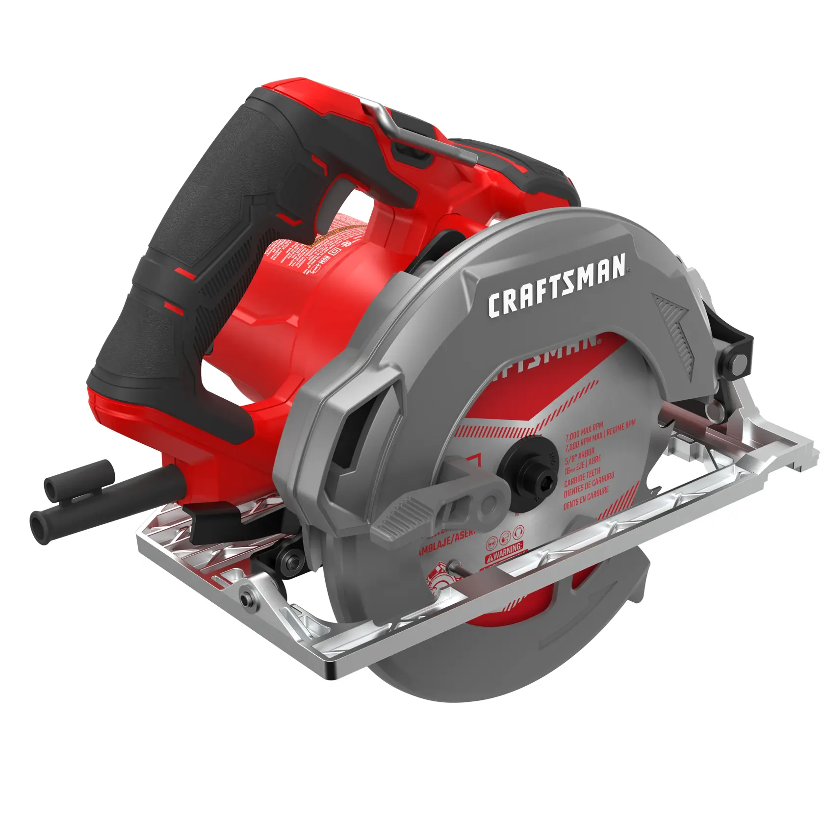 Profile of 15 amp seven and a quarter inch circular saw.