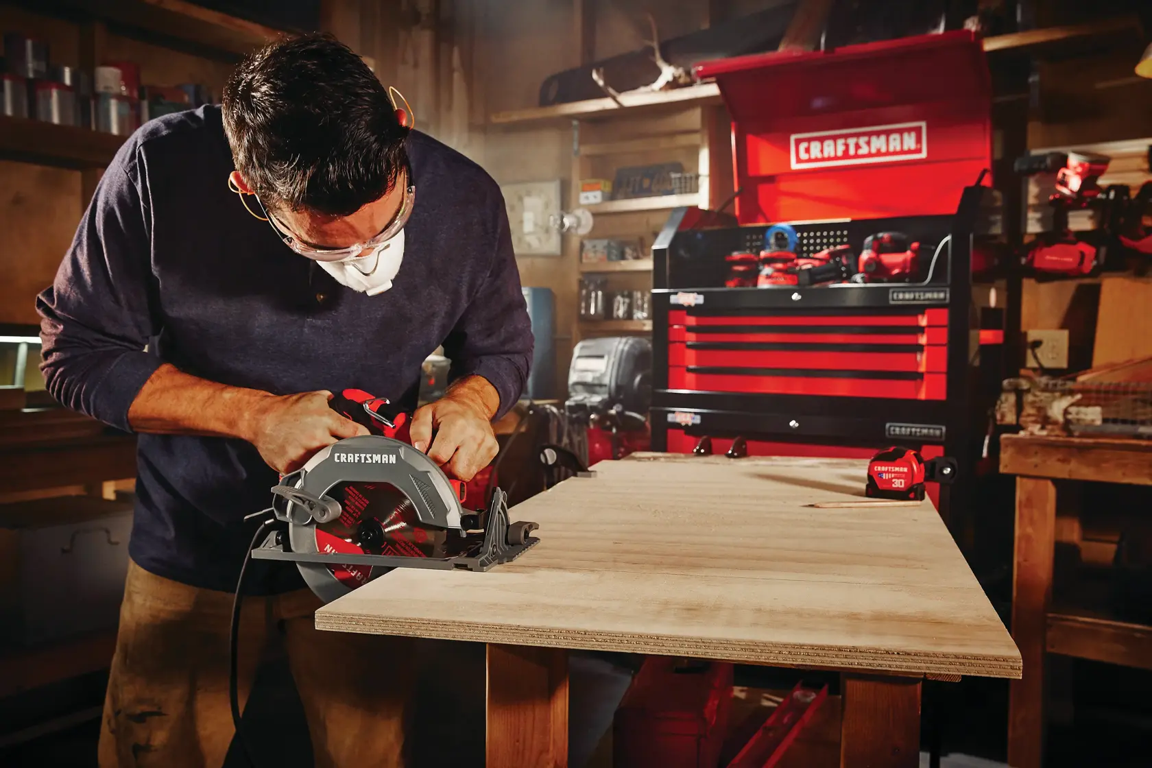 15 amp seven and a quarter inch circular saw being used by a person.