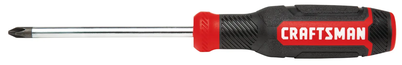 A Craftsman brand Phillips head screwdriver with a black and red handle and a metal shaft.
