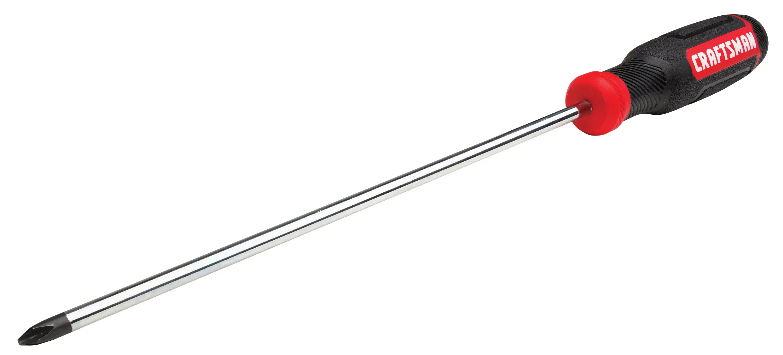 Downward 3/4 angled view of CRAFTSMAN 10 inch Phillips #2 Screwdriver on white background