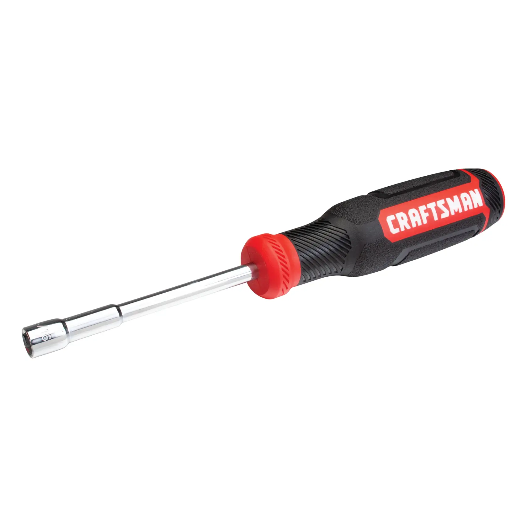 Craftsman nut driver CMHT65072 black and red handle white background beauty shot angled right