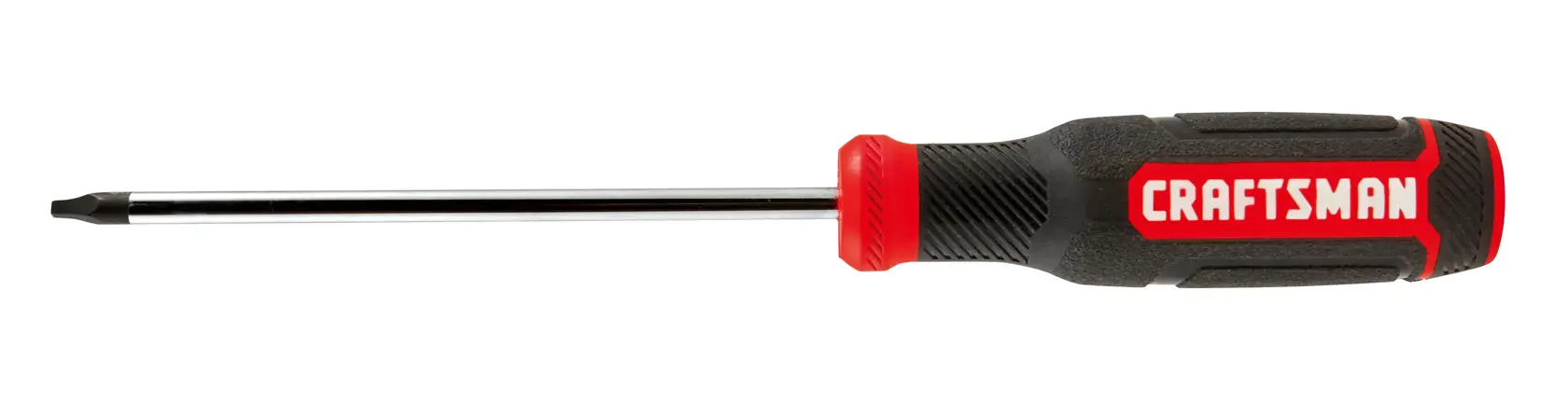Craftsman Phillips screwdriver black and red handle white background beauty shot side view