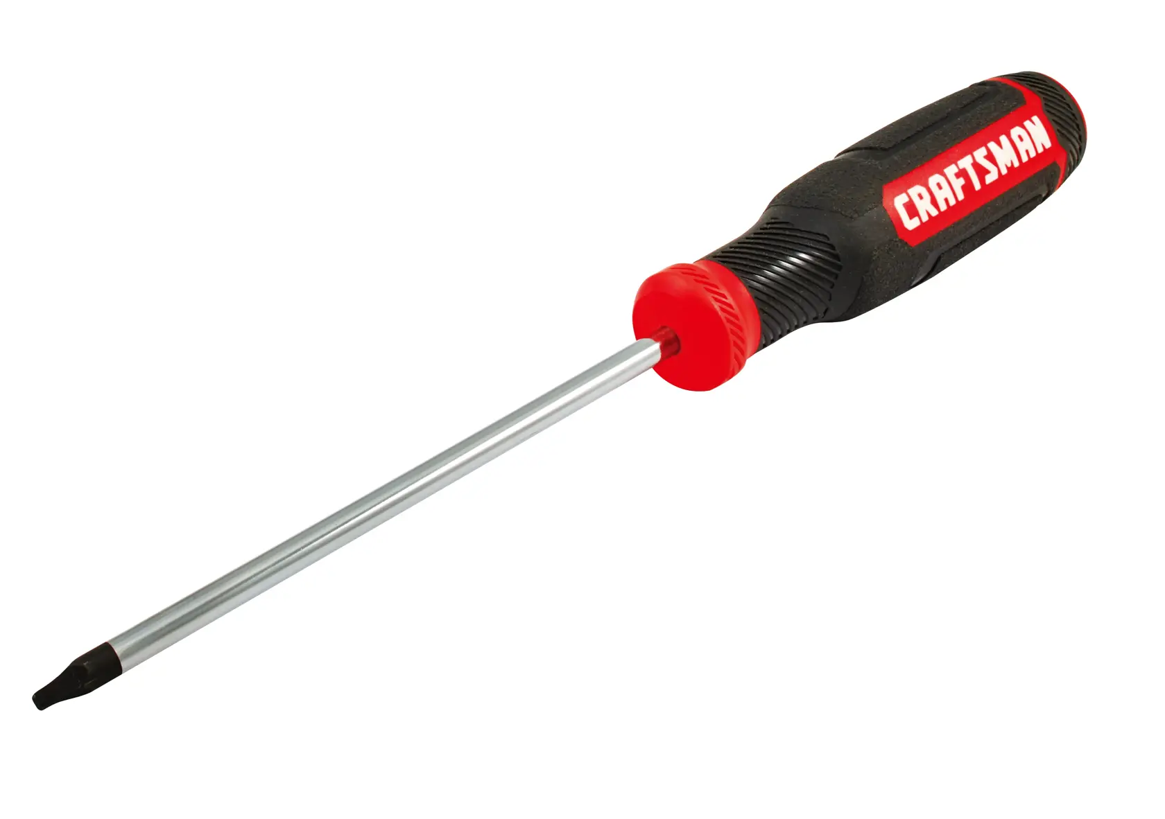 Craftsman Phillips screwdriver black and red handle white background beauty shot angled right