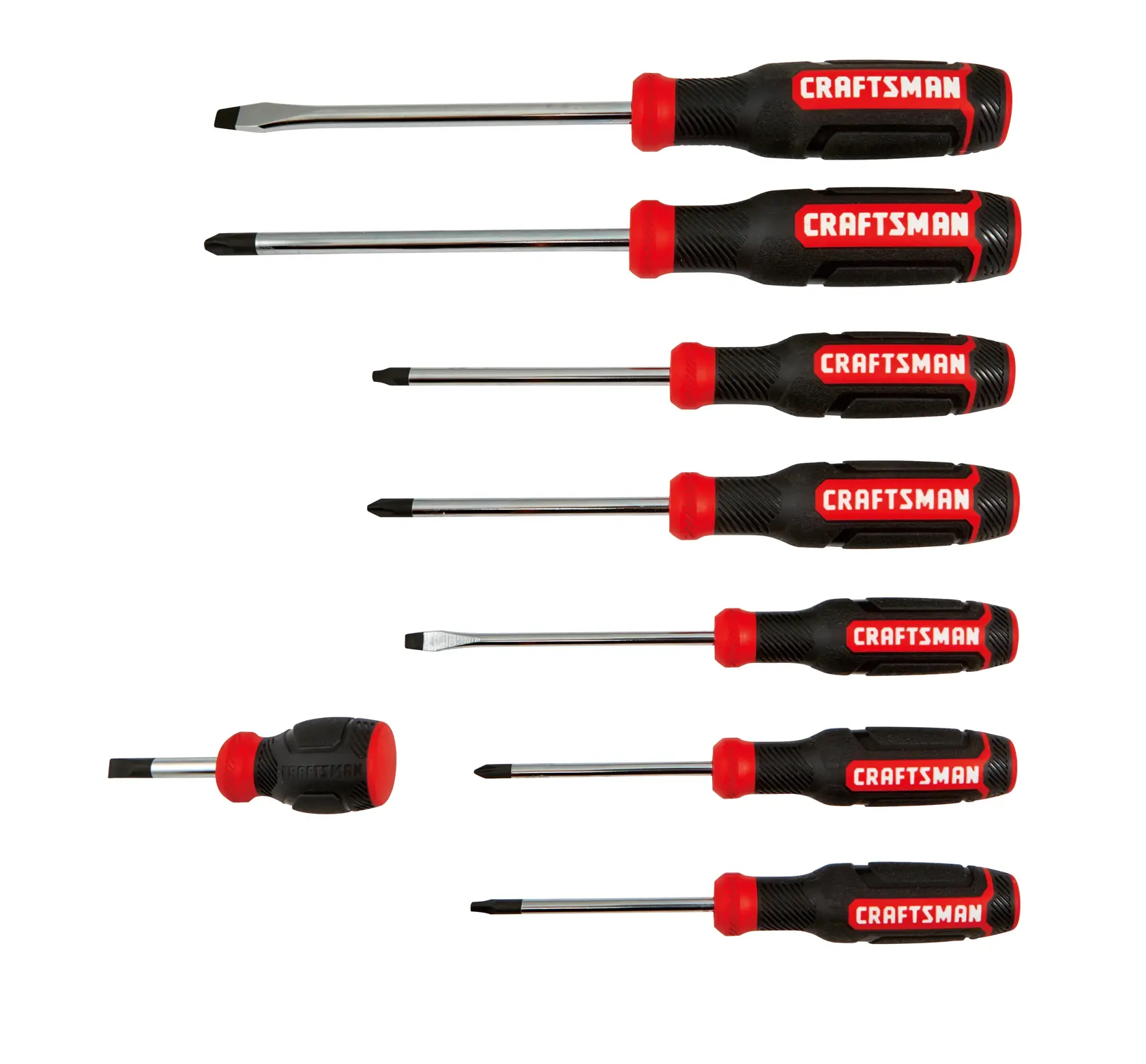 Craftsman 8-piece screwdriver set 00941104800 white background beauty shot top view