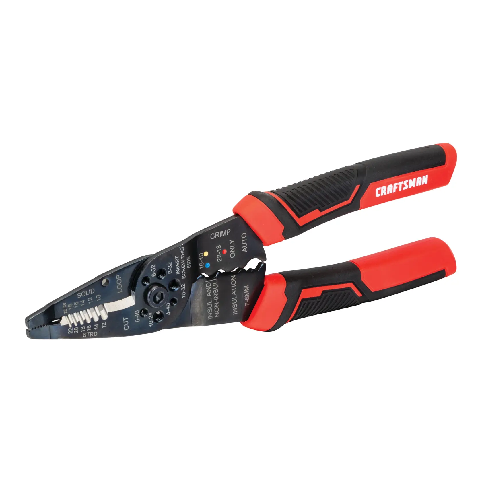 Craftsman wire stripper and crimper CMHT81716 white background beauty shot angled right