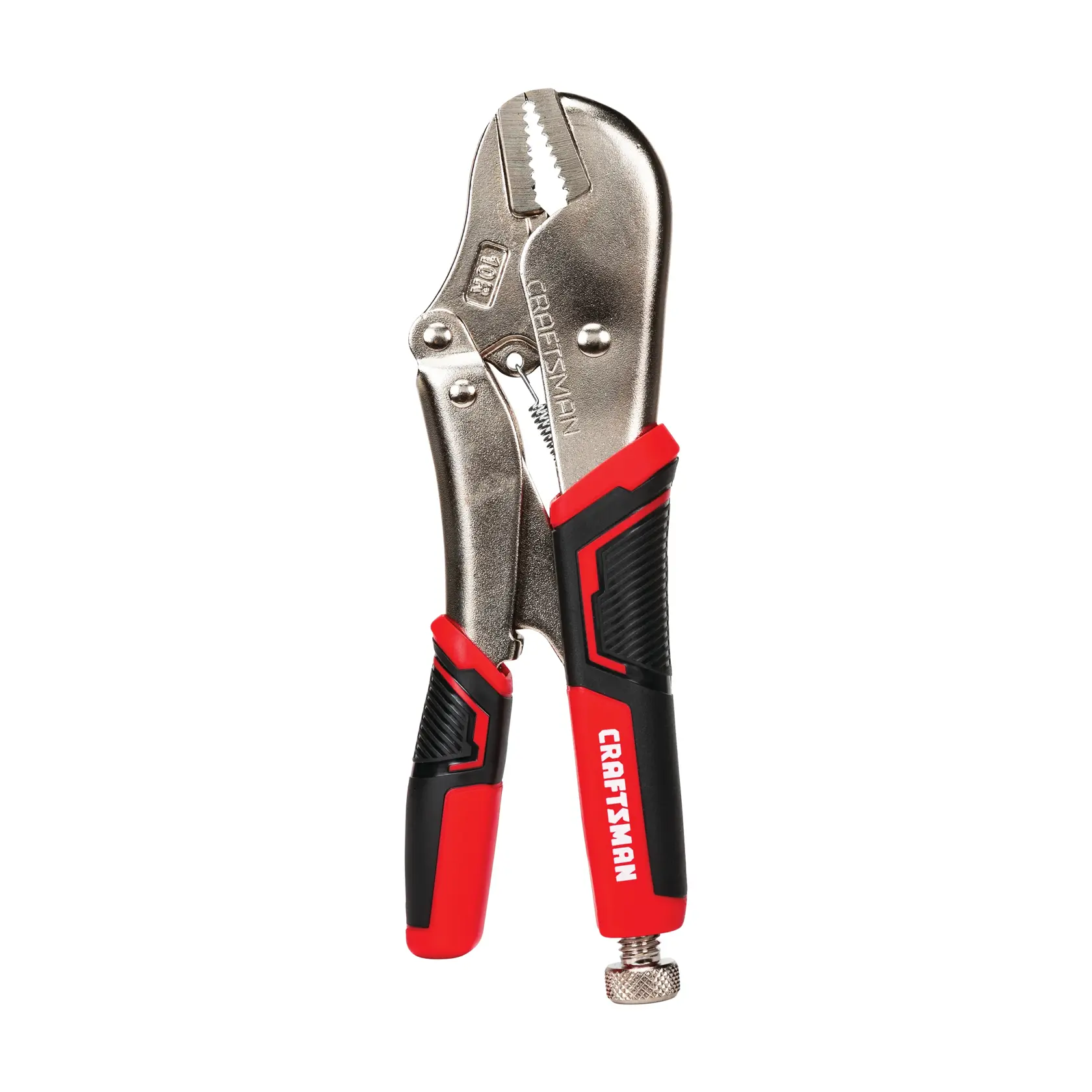 Craftsman locking pliers CMHT81727 red and black handle white background beauty shot front angle