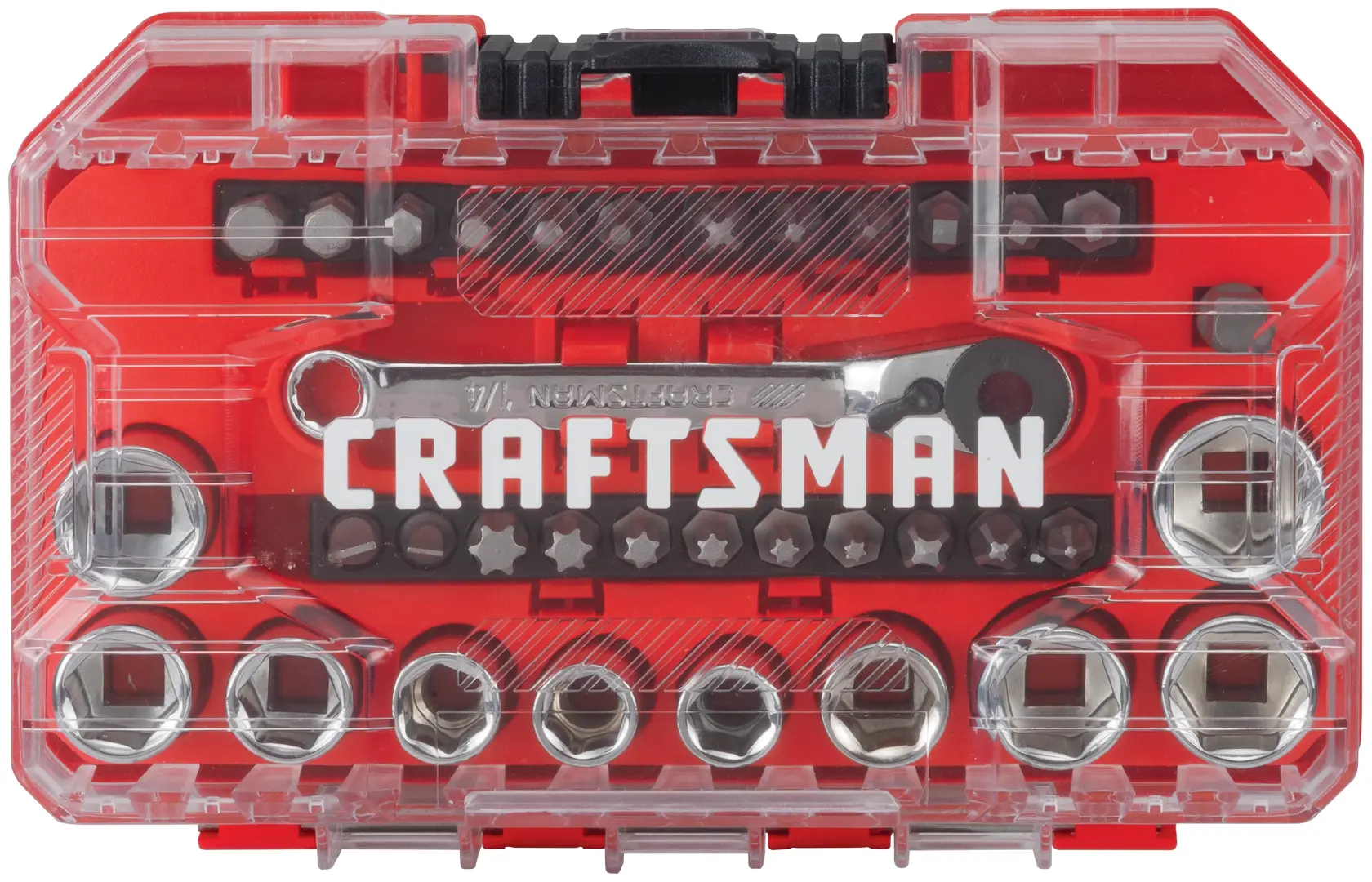 Craftsman ratchet and socket set CMHT68129 white background beauty shot front view