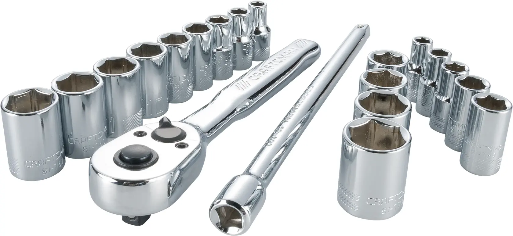 Craftsman socket wrench set 947652 white background beauty shot angled view