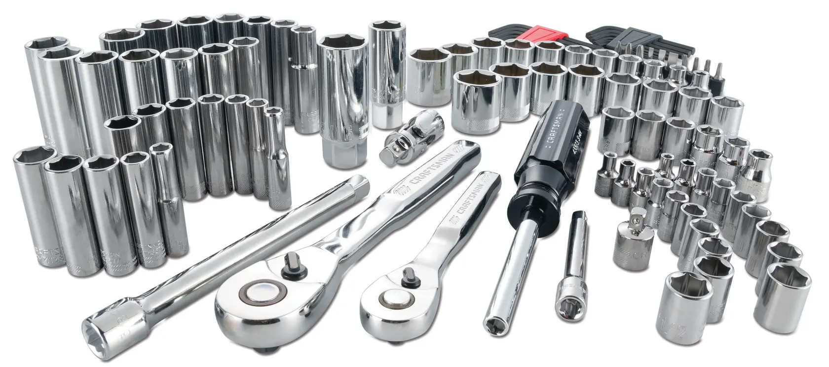 Craftsman socket and ratchet set 30238 white background beauty shot front angle