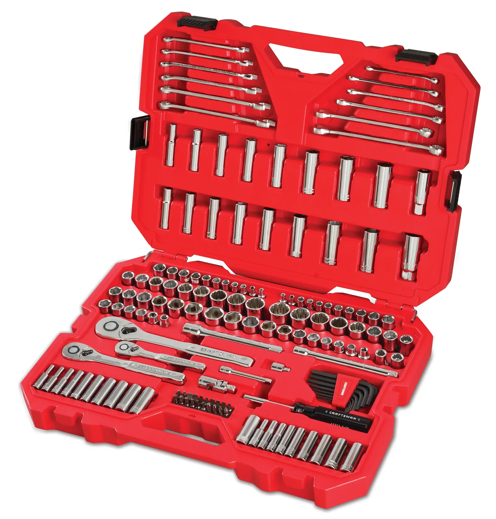 Craftsman socket and ratchet set CMMT12034 white background beauty shot front angle