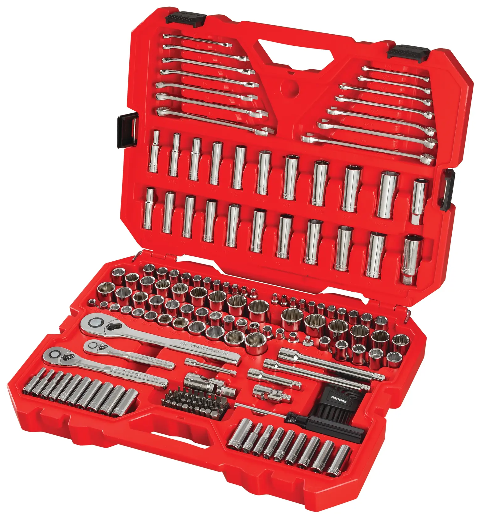 Craftsman mechanic tool set 230-piece white background beauty shot top angle