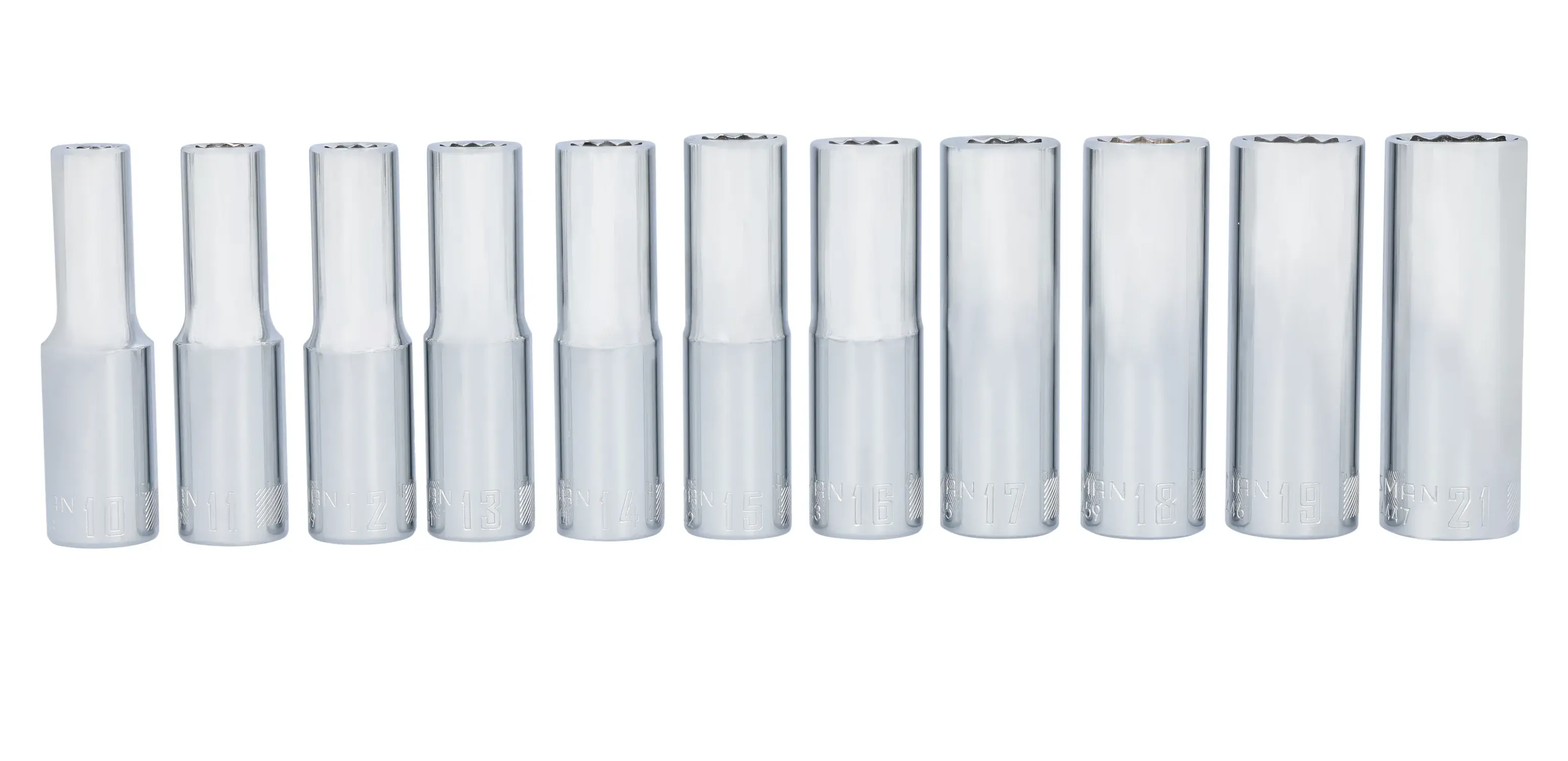 Jeu de douilles 12 pans à prise 1/2 po profondes métriques (11 pièces)