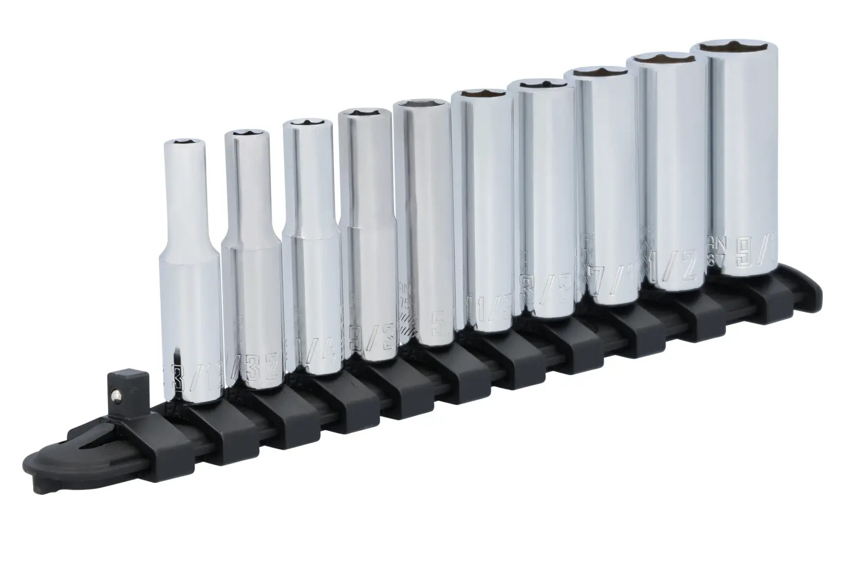 CRAFTSMAN CMMT12050 11PC 1/4IN DR DEEP SAE 6PT 3/4 forward view.
