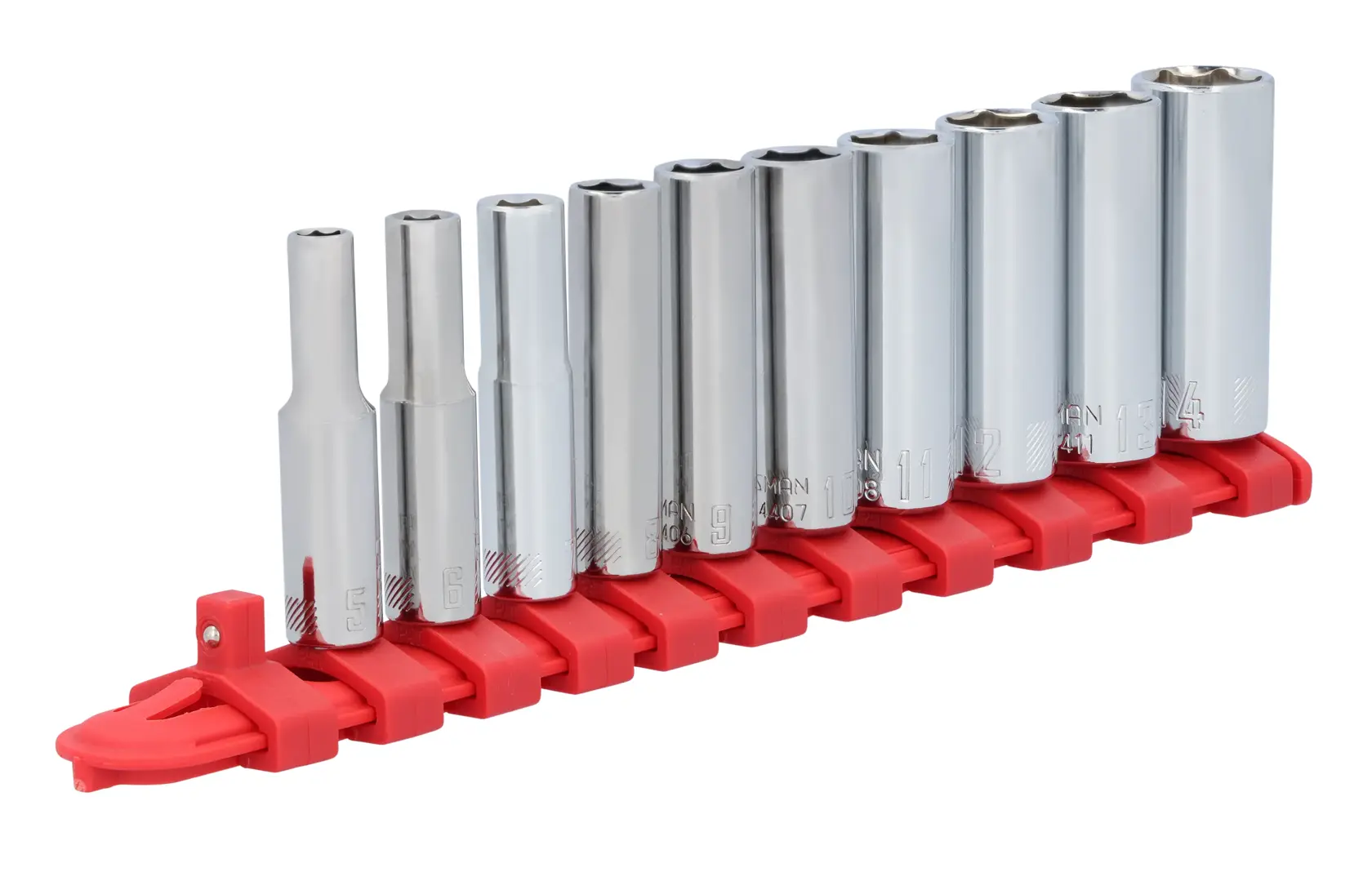 CRAFTSMAN CMMT12051 11PC  1/4IN DR DEEP METRIC 6PT 3/4 forward view.