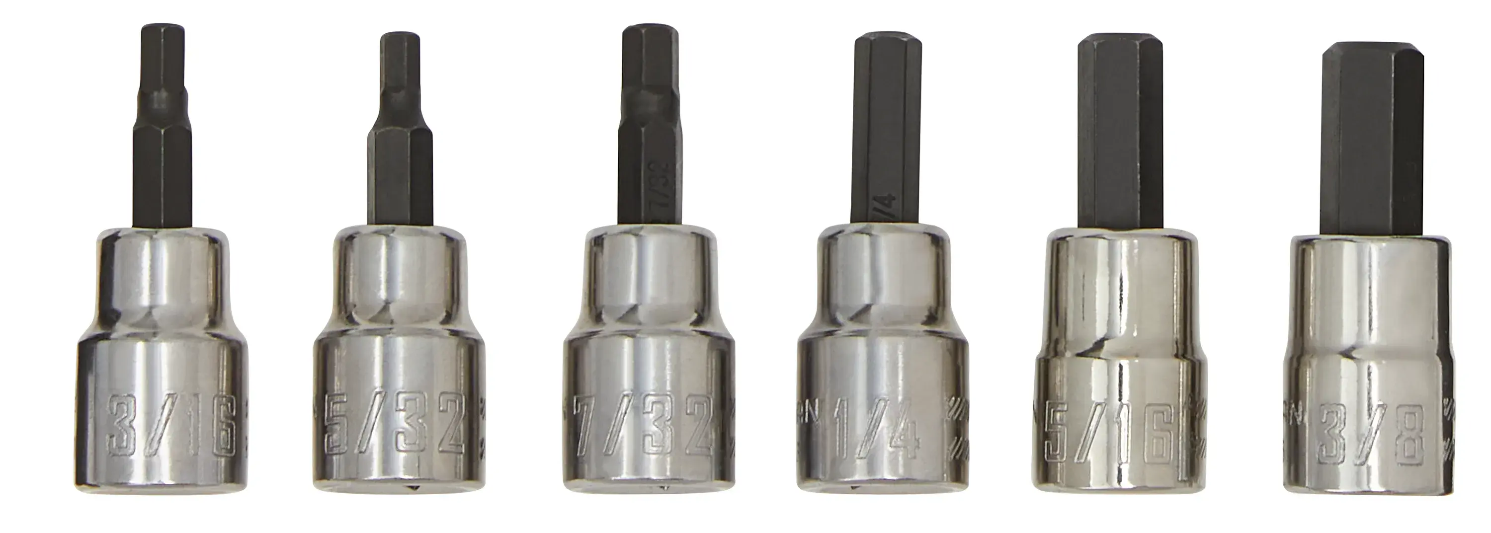 6 piece S A E hex bit socket.