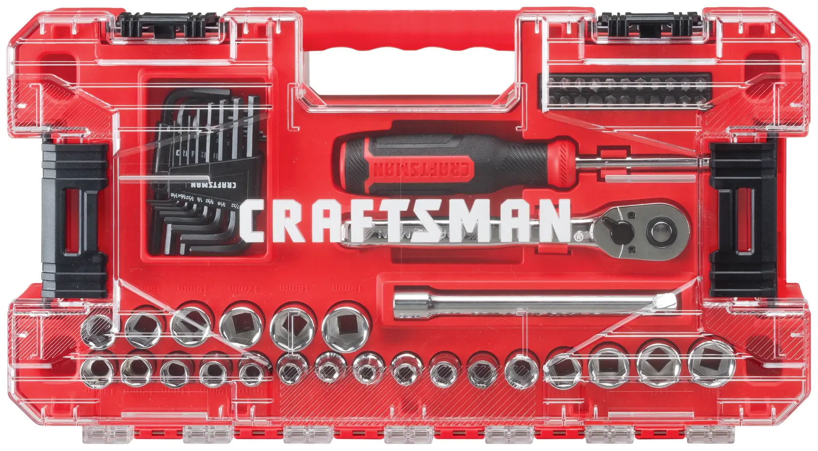 Craftsman 57-piece tool set CMHT82329 white background beauty shot top view