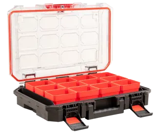 Open organizer at an angle towards the left 