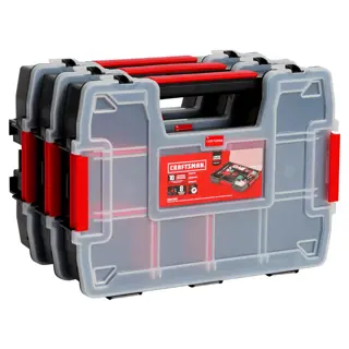 Profile of 3 Pack 10 Compartment Plastic Small Parts Organizer.