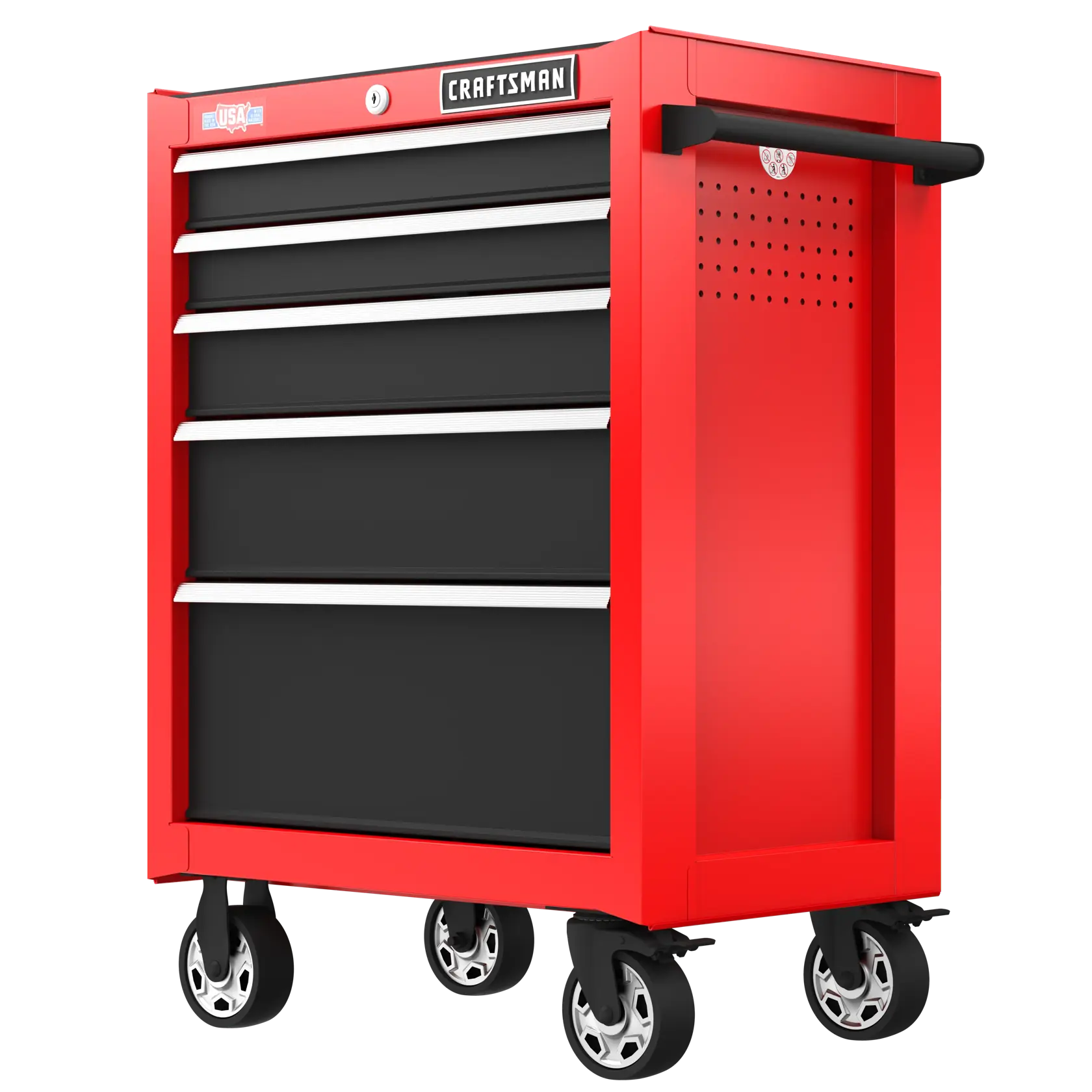 Craftsman rolling tool chest CMST98295RB white background beauty shot front angled view.